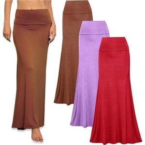 3 Pack Women's Long Skirts Fall Winter Flowy Maxi Skirt High Waist